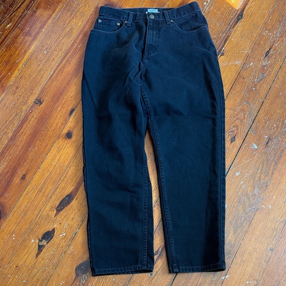 Vintage LL Bean Black Denim Jeans Original Fit Relaxed Size 10 Petite - Picture 1 of 6